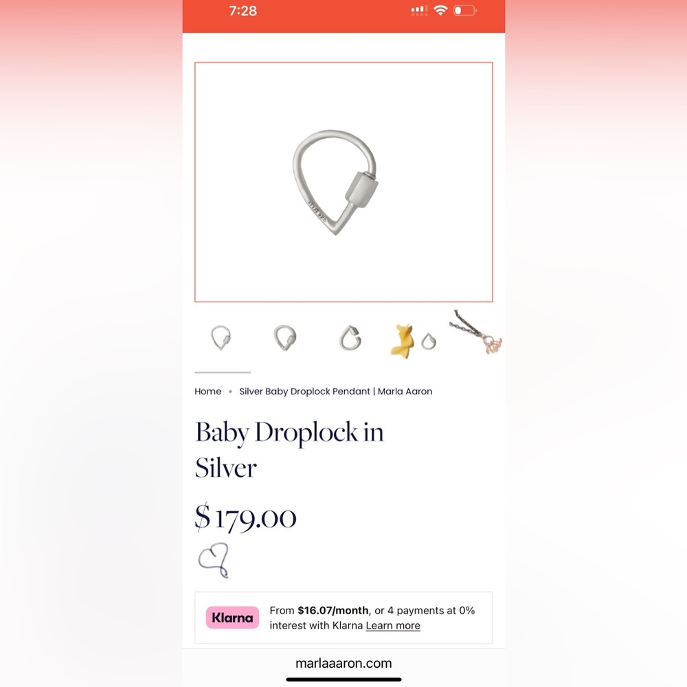 Marla Aaron Silver Baby Droplock